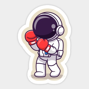 Cute Astronaut Boxing Cartoon Sticker